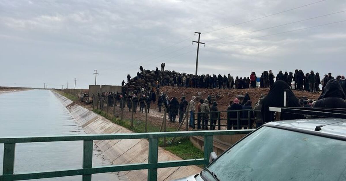 Eşeği ile sulama kanalına düştü!